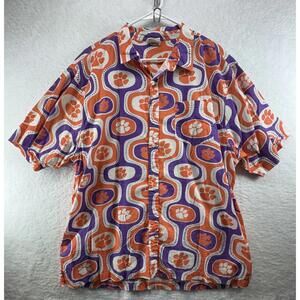 Wes and Willy Clemson Tigers Cabana Boy Hawaiian Shirt Button Short Sleeve 2XL